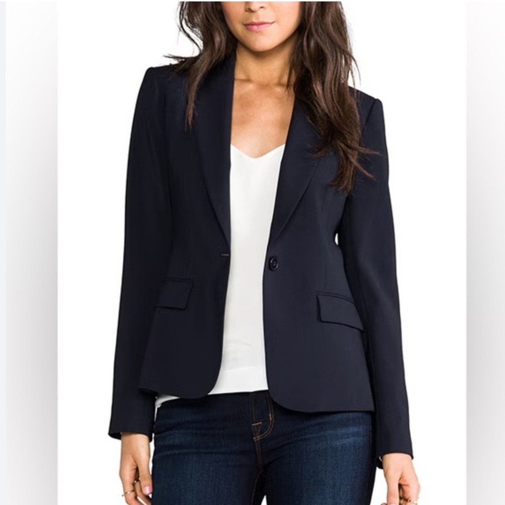 Theory Holt Renfrew Gabe B 2 Urban Wool Blend Blazer Navy Sz 2 Old Money Office